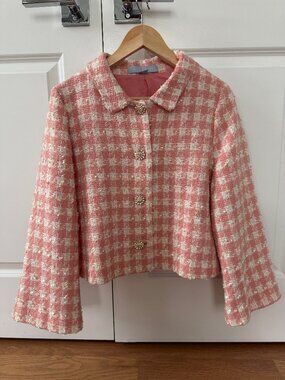 Hill House Home Pink Houndstooth Tweed Bea Jacket